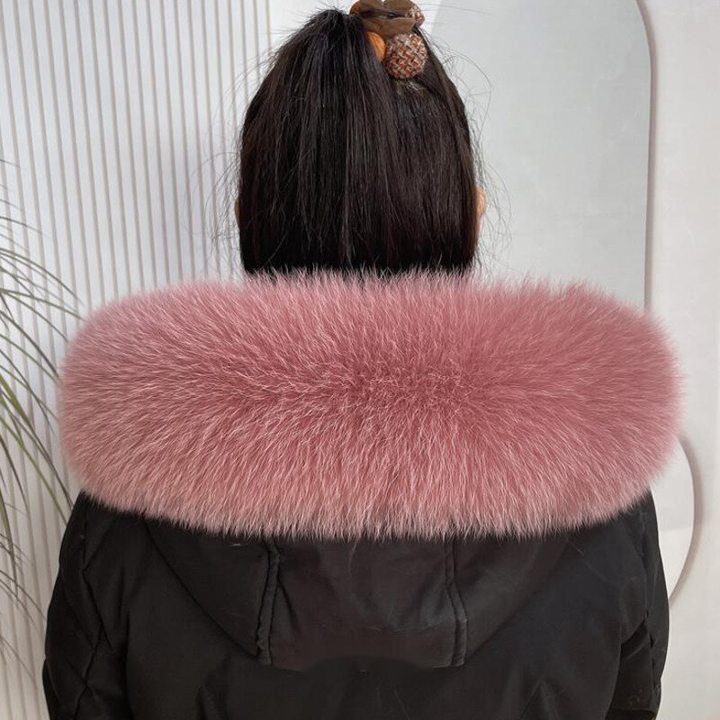 Fox Fur Collar Winter For Women Luxury Female Scarves Hood Trims Fur Decor Shawl For Coat  Natural Fur Shawls Furry Fur Scarf