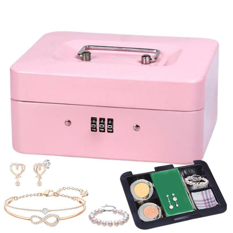 Mini Travel Safe Box with Lock, Depósito de Dinheiro Portátil, Caixa, Código de Segurança, Adequado para Cartões, Change Jewelry