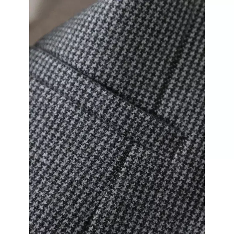 Blazer xadrez feminino com botão único, jaqueta formal, manga comprida, cinza, damasco, roupa de negócios feminina, casaco feminino