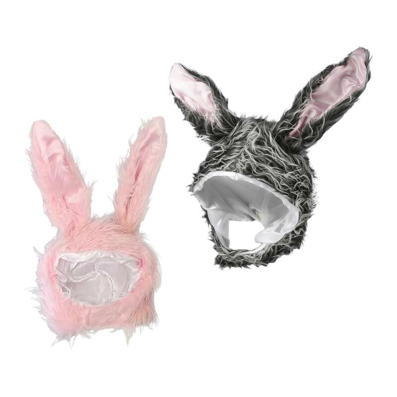 Topi telinga kelinci properti foto Paskah lucu hiasan kepala karakter hewan telinga kelinci lembut untuk Cosplay pesta Halloween wanita anak perempuan anak-anak