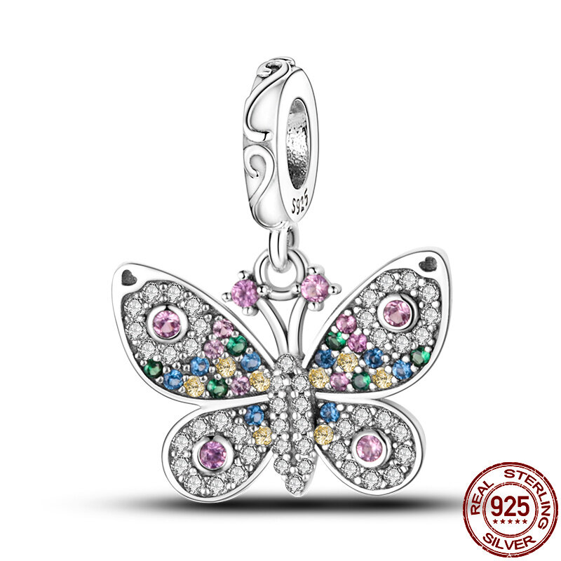 Breloques papillon libellule en argent regardé 925 pour femme, perles pendantes, convient au bracelet Pandora original, cadeau de bijoux pendentif, nouveau, 2022