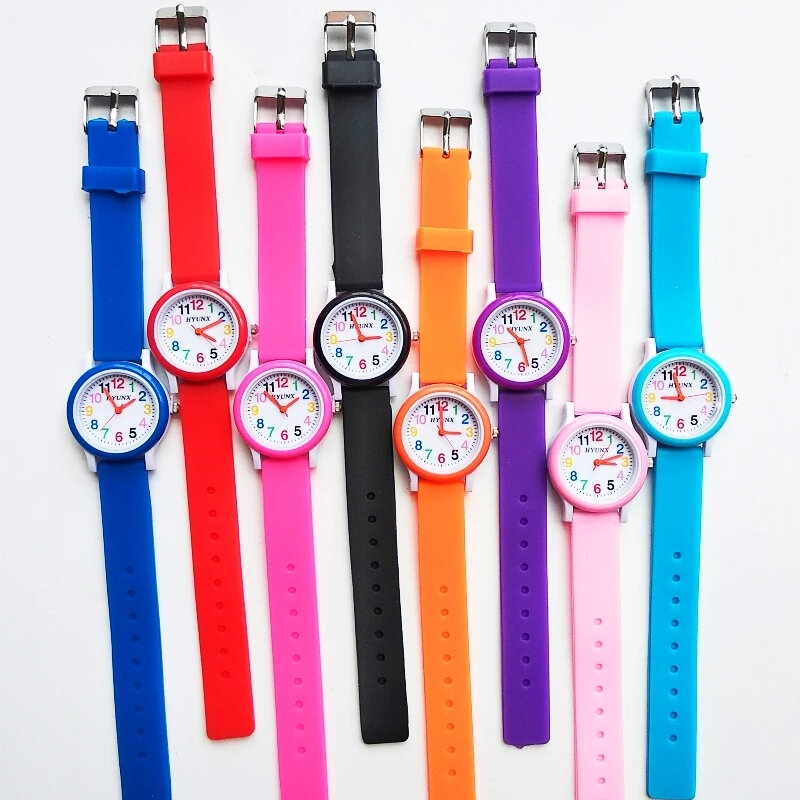 캔디 컬러 실리콘 스트랩 어린이 시계, 어린이 쿼츠 손목시계, 생일 선물, 소녀 소년 디지털 전자 시계, 2024 신제품