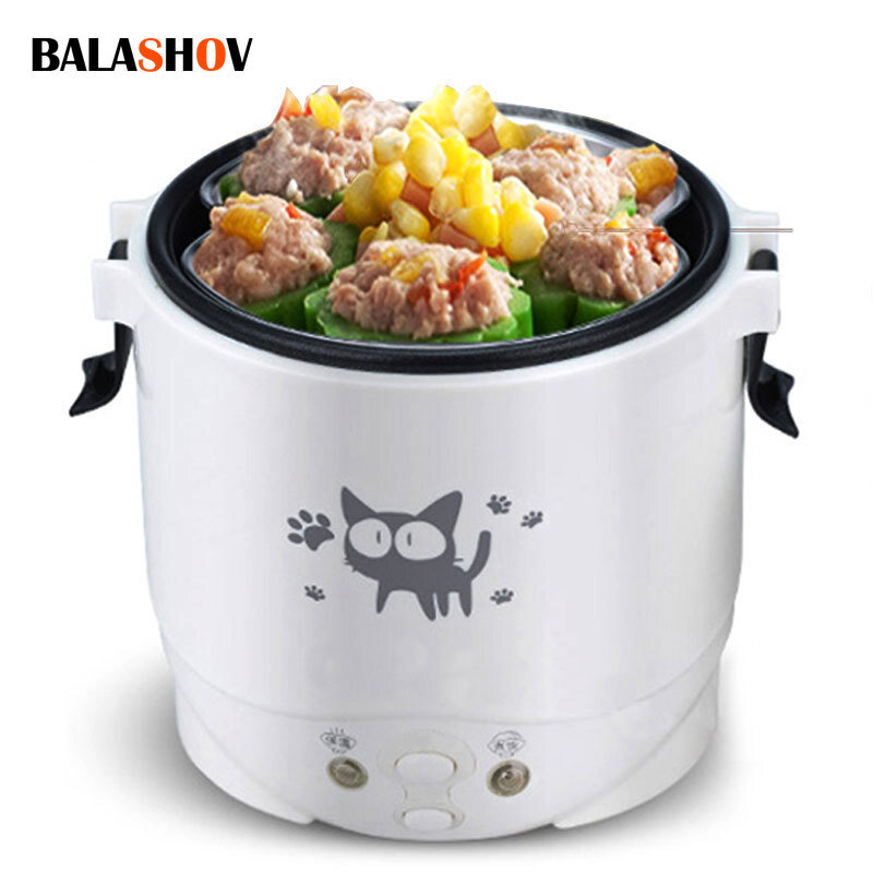 220V House 1L  Electric Mini Rice Cooker Water Food Heater Machine Lunch Box Warmer 2 Persons Cooking Household Multifunction co