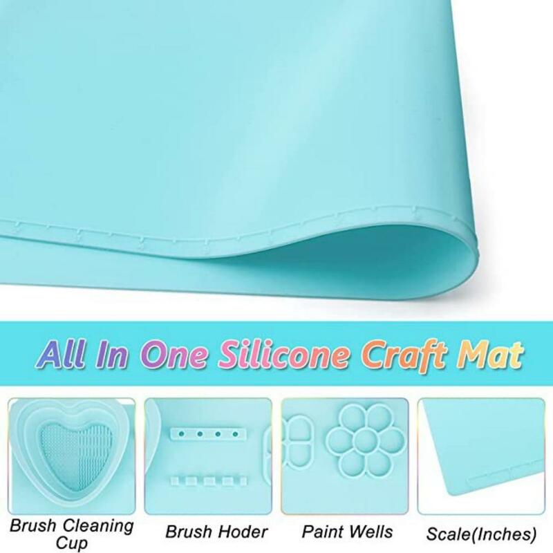 Silikon-Farbpaletten wasch bare rutsch feste Bastel matte mit Reinigungs becher zum Malen von Kunst liefert Ton handwerk Spielzeug DIY Kreationen