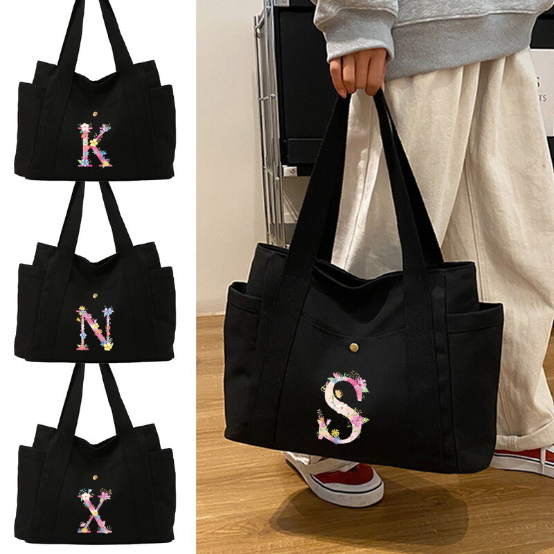 New Women's Canvas Shoulder Bag Multi Functional Item Storage Bags Fashionable and Environmentally Friendly Handbag Pink Series