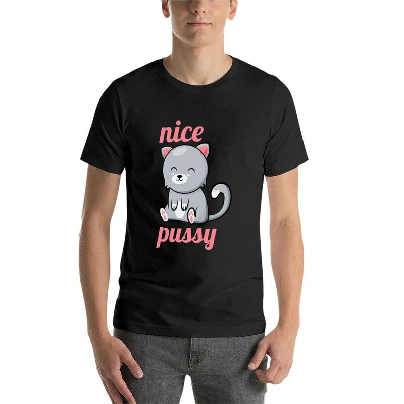Camiseta con estampado de gato para hombre, camisa divertida de gatito bonito, ropa de anime, hip hop