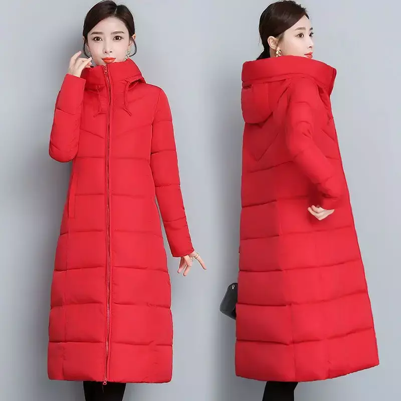 Abrigos largos de plumón para mujer, Parkas coreanas, chaquetas largas, abrigo de invierno, 2024