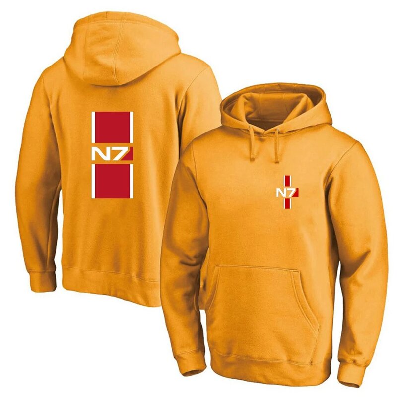 N7 Mass Effect 2024 Men Spring and Autumn Popular Casual Solid Color Hoodie Pullover Tops Printing Comfortable Hooded Streetwear