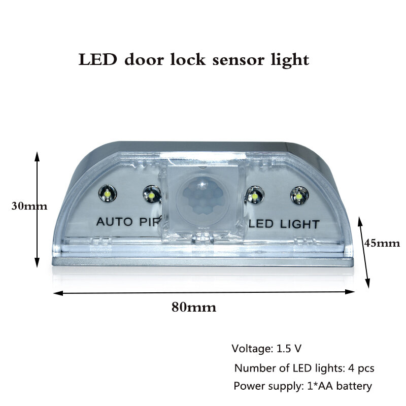 LED Door Lock Cabinet Induction Small Night Light, PIR Infrared IR Wireless Door Lock Lamp, Sensor de movimento automático, Keyhole Light