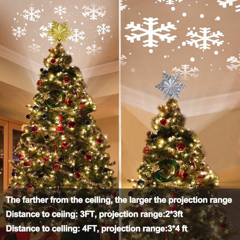 1 stücke Weihnachts baum Topper mit LED rotierenden Projektor Lichter 2,4 m Stecker Draht führte Nachtlicht für Urlaub Dekoration