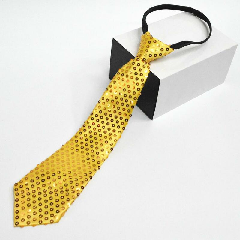 Corbata de banda elástica de lentejuelas brillantes para hombre, abrigo de traje de Color sólido, estilo de negocios Formal Vintage, corbata de espectáculo de escenario