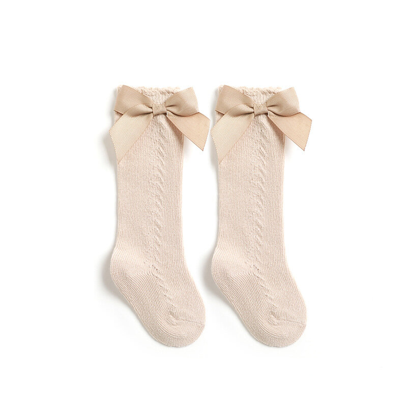 Chaussettes hautes pour enfants de 0 à 7 ans, chaussettes longues à nœud, en maille de coton doux et respirant, nouvelle collection 2023