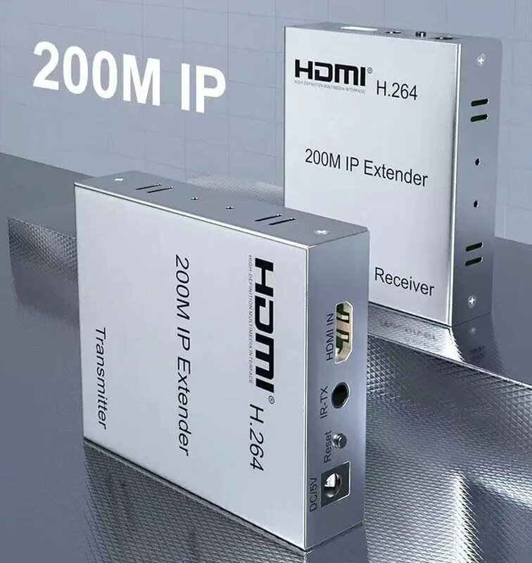 Extensor compatível com HDMI com cabo, conversor de vídeo, transmissor, receptor para PS3, PS4, PC para TV, H.264, CAT5e, CAT6, cabo RJ45, 200m, 1080p