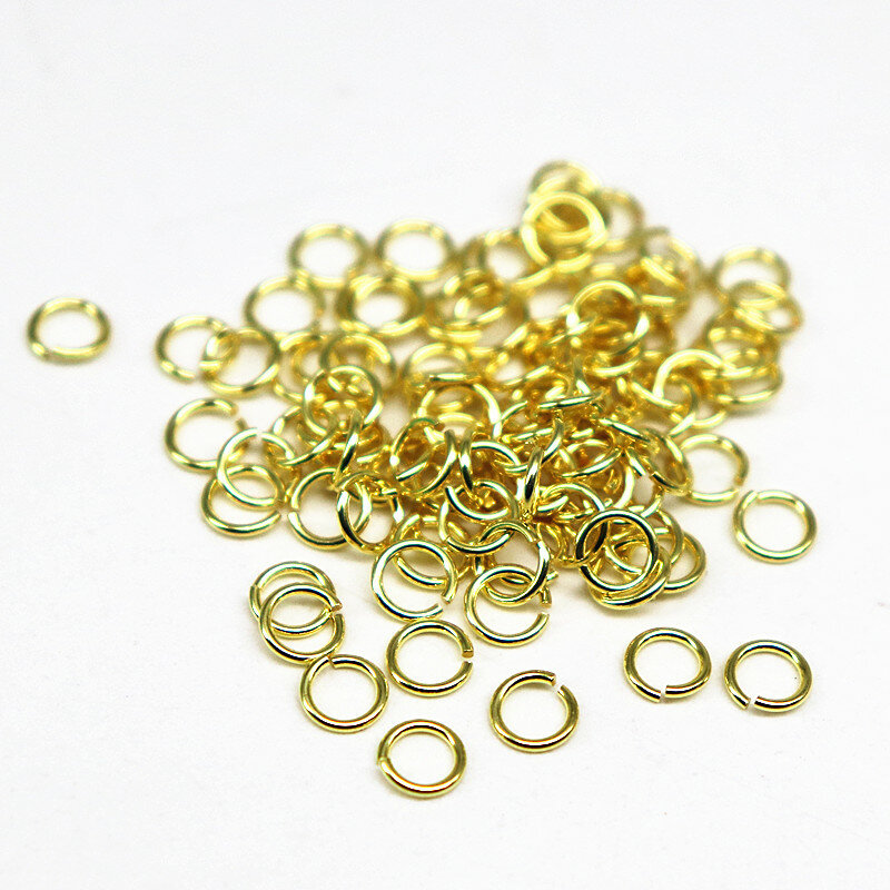 Solid 925 Perak Murni Cincin Lompat Terbuka 24K Berlapis Emas DIY Perhiasan Membuat Komponen 1 Buah