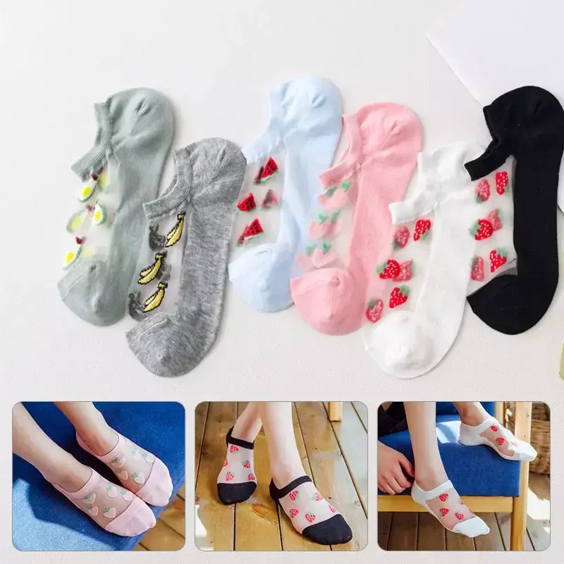 ถุงเท้าถุงน่องตาข่ายใสสำหรับผู้หญิงถุงเท้ากันลื่นแบบบางทำจากผ้าฝ้ายเนื้อบางสำหรับฤดูร้อน