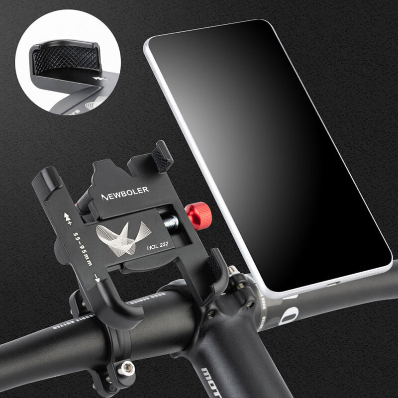 NEWBOLER MTB stojak na telefon uchwyt rowerowy 360 ° obrotowy aluminiowy regulowany uchwyt na telefon rowerowy antypoślizgowy uchwyt rowerowy