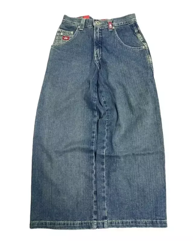 Harajuku Y 2K Mannen Jnco Baggy Jeans Hiphop Geborduurde Vintage Jeans Streetwear Goth Heren Dames Casual Wijde Pijpen Jeans