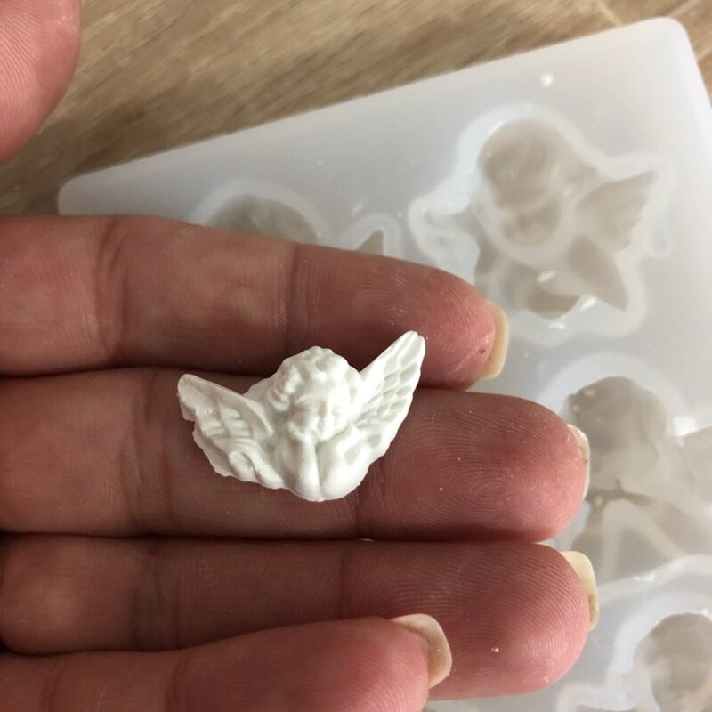 Molde de silicona con forma de pequeño ángel para Resina, moldes de resina epoxi UV, herramientas de joyería colgante