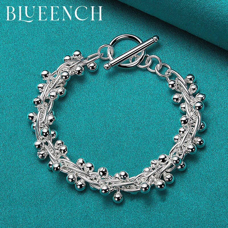 Blueench-pulsera de plata de ley 925 con diseño de uva para mujer, brazalete con cadena, joyería a la moda, para fiesta de boda