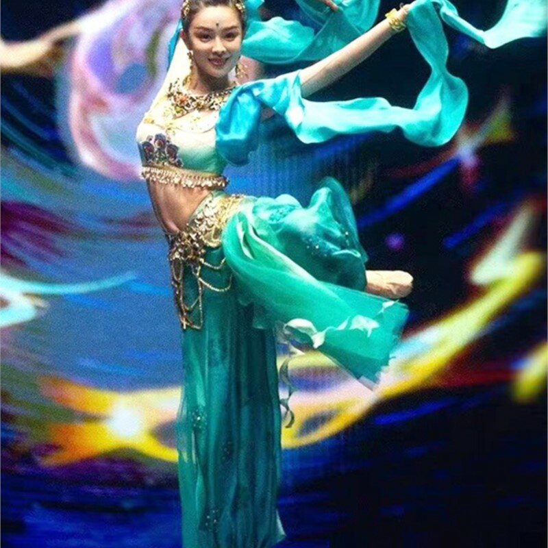 ใหม่ชุดเต้นรำ Dunhuang ชุดเด็กผู้หญิงชุดประจำชาติคลาสสิกชุดแสดง Pipa แบบสะท้อนกลับ