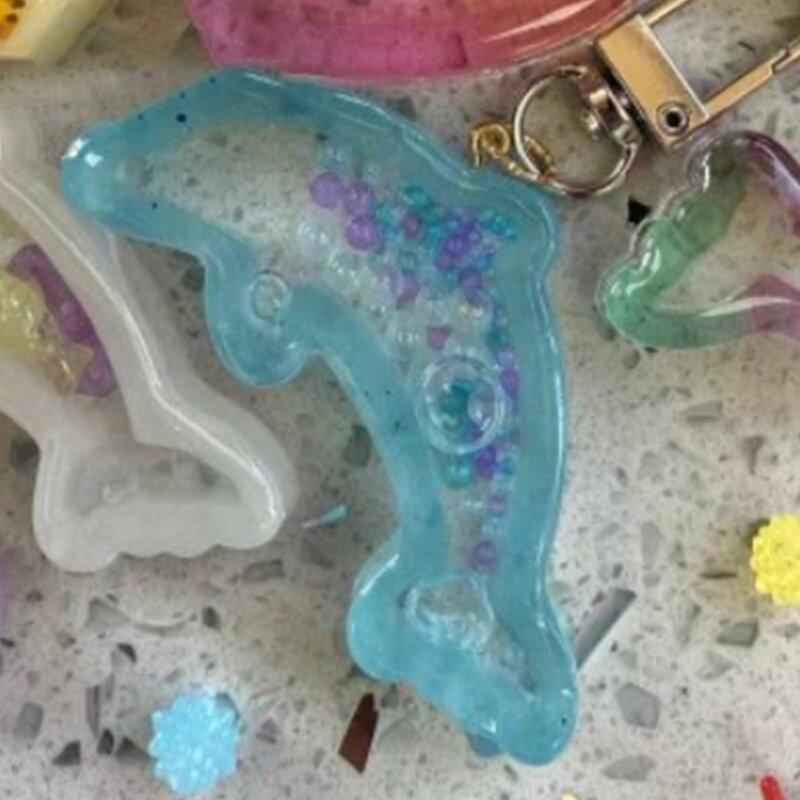 Moule Shaker en résine dauphin, moulage sable mouvant, moule en résine époxy, bijoux, porte-clés, boucle d'oreille, 2023