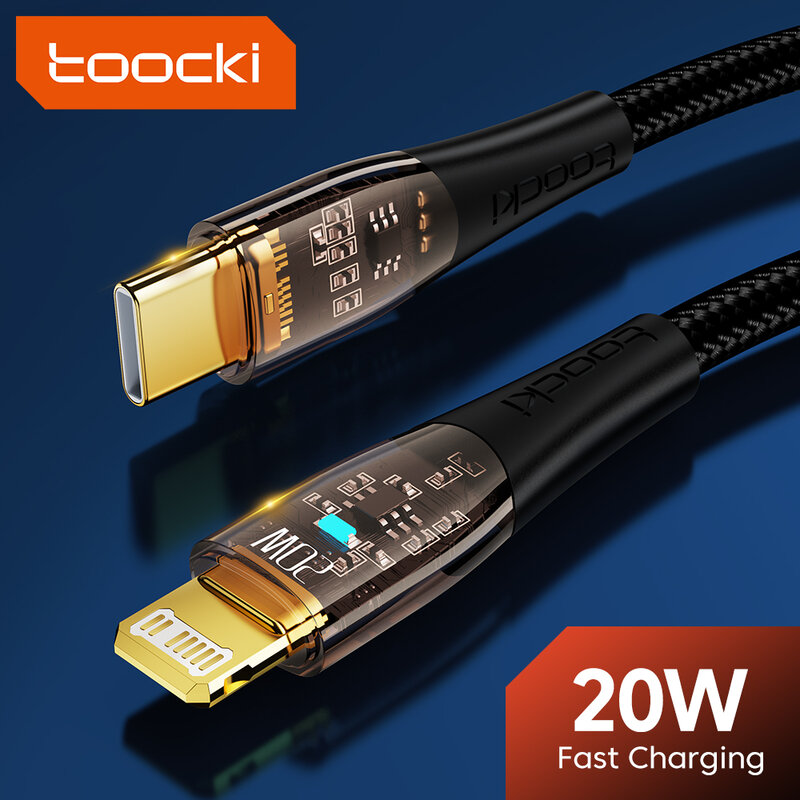 Toocki-Cable tipo C PD20W para iPhone 14, 13, 12 Pro Max Plus, Cable de carga rápida Lightning para iPad Mini Air