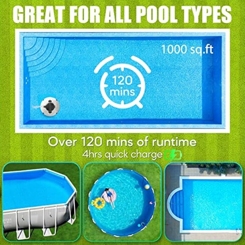 Aspirateur de piscine sans fil pour piscine hors sol, nettoyeur de piscine robotique automatique, moteurs d'entraînement pour touristes, auto-stationnement