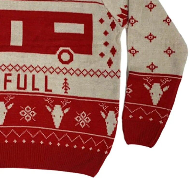 Рождественский свитер с длинным рукавом и круглым вырезом, пуловер для праздничного зимнего праздника