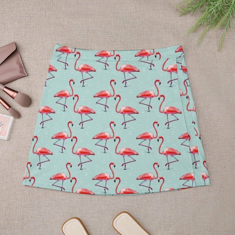 Flamingos in kühlem Wasser Minirock kurze Röcke 90er Jahre ästhetische koreanische Sommerkleid ung