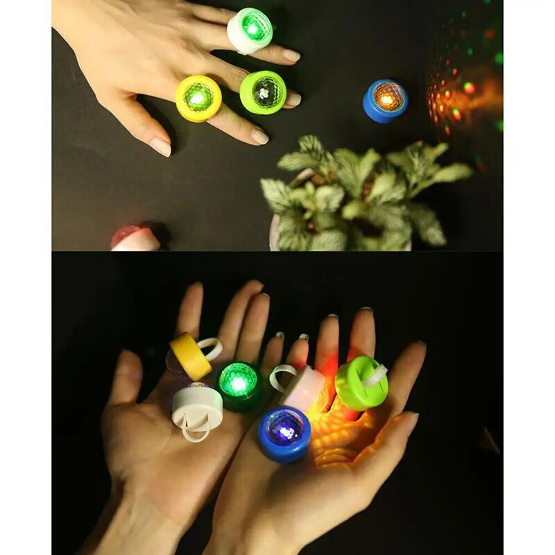 เครื่องประดับมือเพชรคริสตัลสีสันสดใสแหวนใส่นิ้ว LED มี6สีสำหรับงานปาร์ตี้คอนเสิร์ตบาร์เวที KTV