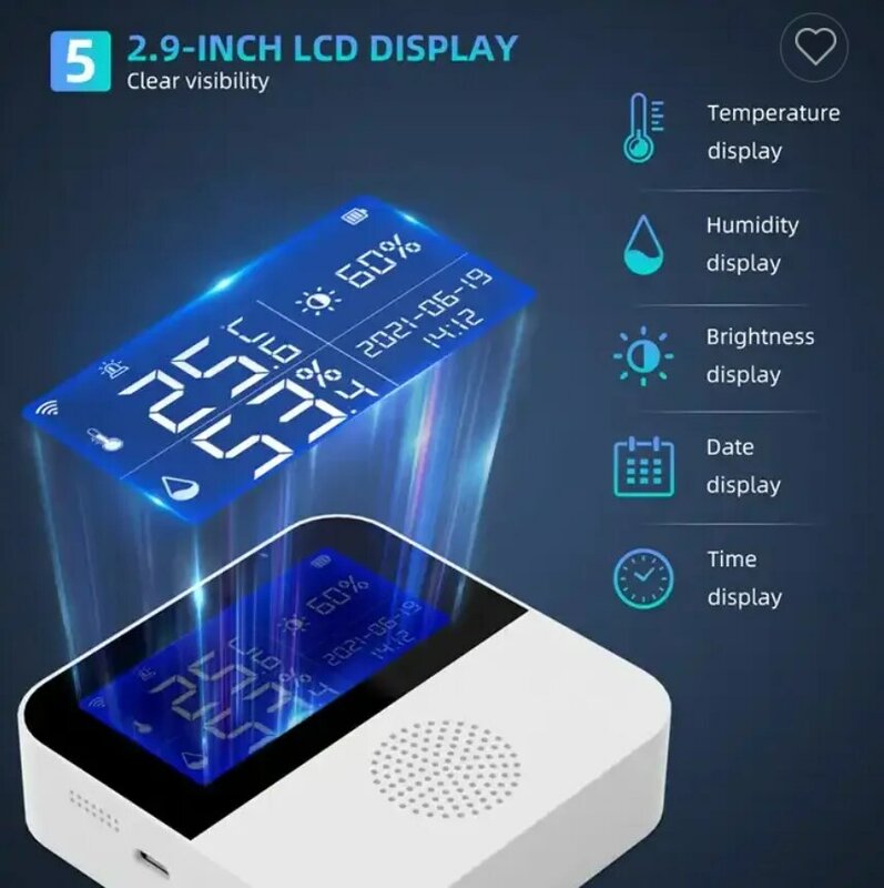 Sensor Digital de humedad y temperatura para interiores, reloj despertador inalámbrico con Bluetooth, WiFi, Graffiti