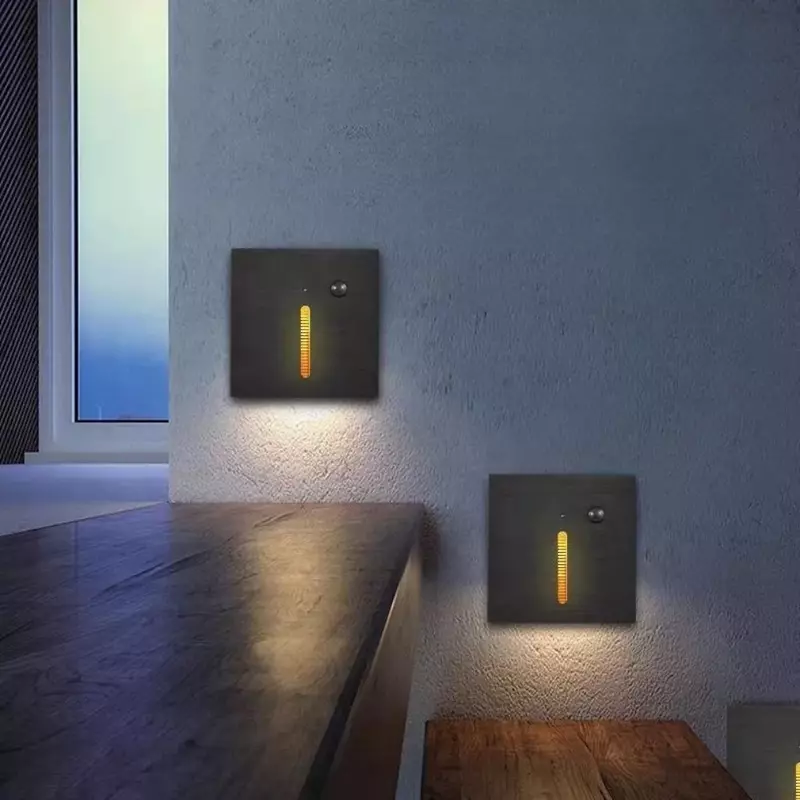 Lámpara LED de noche con Sensor inteligente, luz de pared empotrada con movimiento PIR, para escalera, vestíbulo, decoración de dormitorio