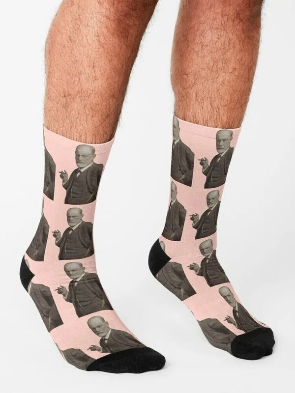 Freud mit Zigarre erröten rosa Socken Socken rutsch feste Fußballs ocken für Männer