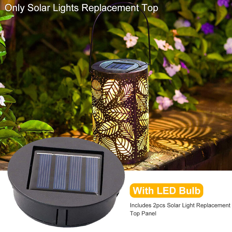 2pcs Outdoor Yard Panel Garden Decor With LED Bulb Battery Box Pathway Solar Light Replacement Top Accessories DIY Spare Repair