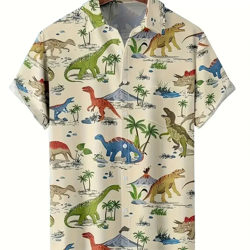 Dinosaur 3D Camisas para Homens e Mulheres, Plantas Blusas, Camisa Planta, Pantalones Cortos, Ladies' Clothing