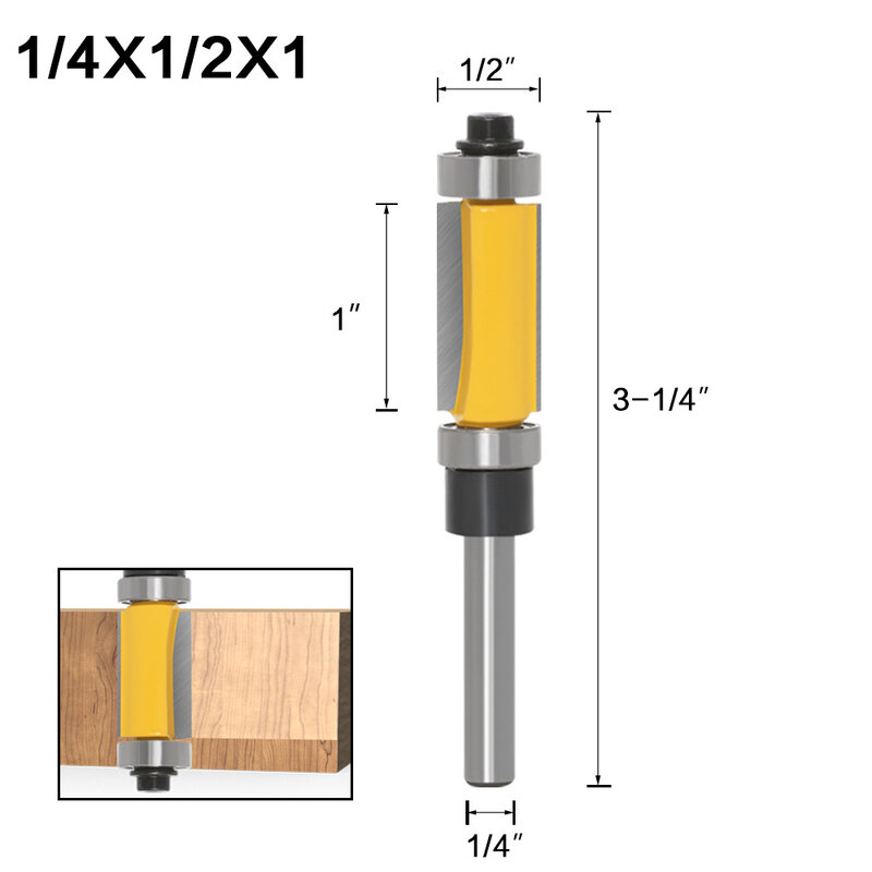 1Pcs 1/4 6mm Flush Trim Router Bit Top And Bottom Dual Bearing Bits CNC Milling Cutter For Wood Woodworking Trimming Cutters