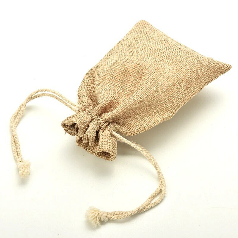 1PCS 9*12cm Drawstring Tie Bag Mini Rustic Burlap Pouch Sack Jewelry Pouches Bags Christmas Rustic bag