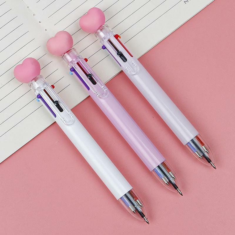 Многоцветная шариковая ручка, милая Шариковая ручка 6 цветов, 0,5 мм, выдвижная мультяшная ручка с гелевыми чернилами, классные канцелярские принадлежности, награда
