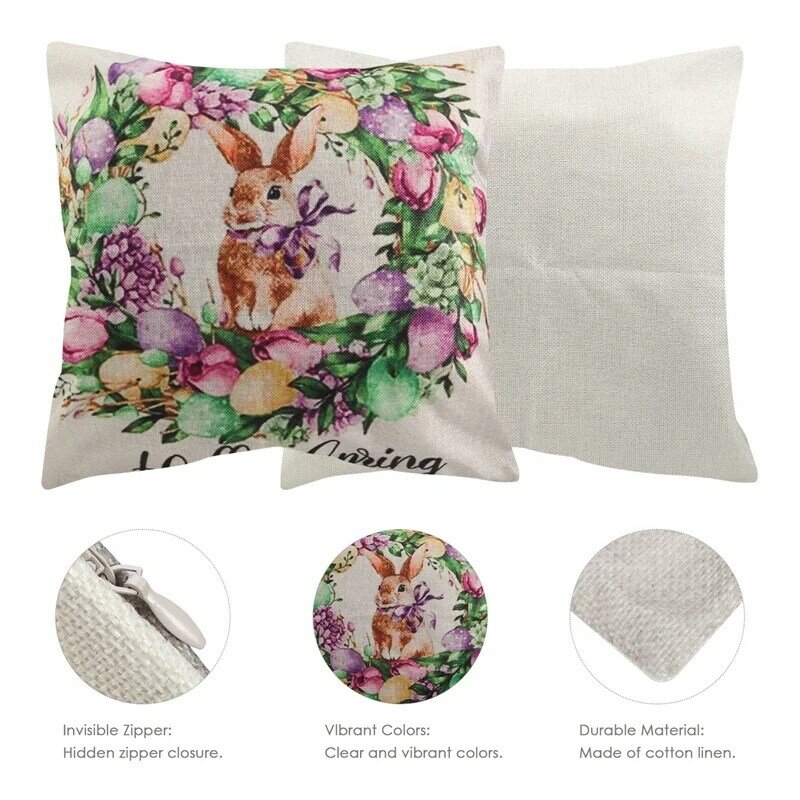 Easter Pillow Covers 18X18 Set Of 4 Spring Outdoor Pillow Covers For Farmhouse Pillows Easter Home Decorations