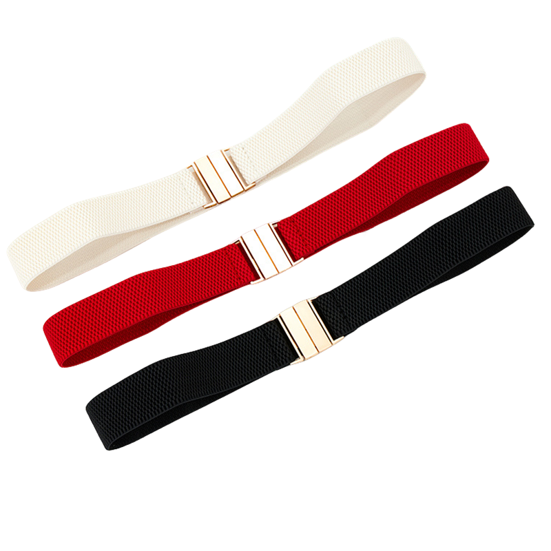 Thin waistbands for women dress elastic waist seal gold buckle belt NEW simple design black stretch cummerbunds jeams girl gifts