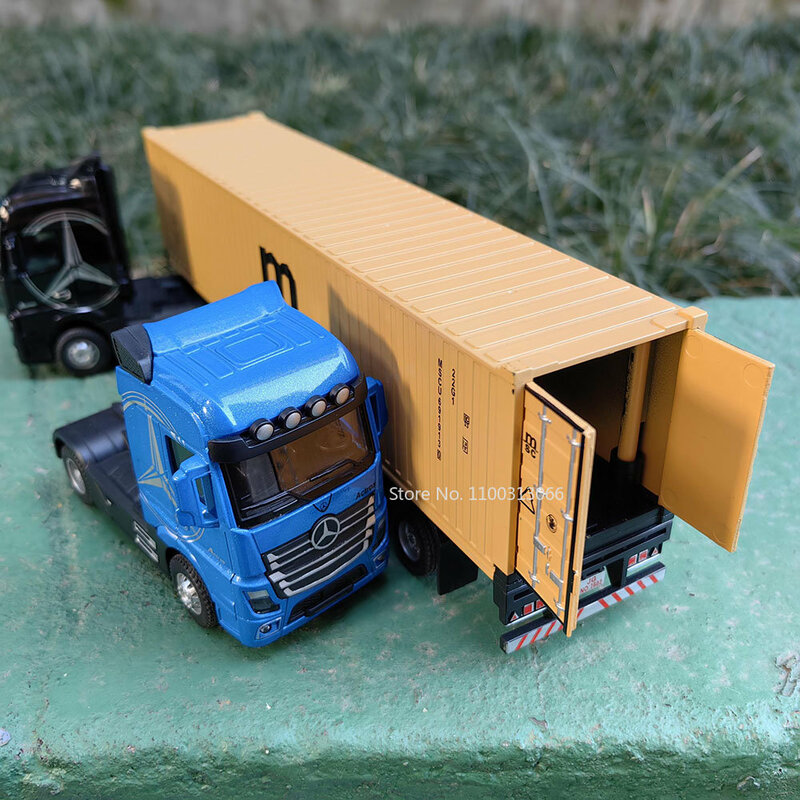 1:50 대형 다이캐스트 합금 트럭 자동차 모델 컨테이너 장난감, 시뮬레이션 풀백 소리와 빛 수송 차량 모델 소년 장난감 선물