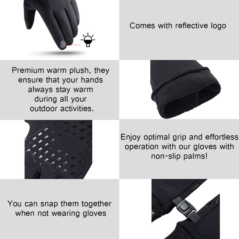 Зимние лыжные перчатки для мужчин и женщин, водонепроницаемые теплые ветрозащитные нескользящие перчатки для сенсорного экрана, сноуборда, снегохода, велосипедные перчатки, светоотражающие