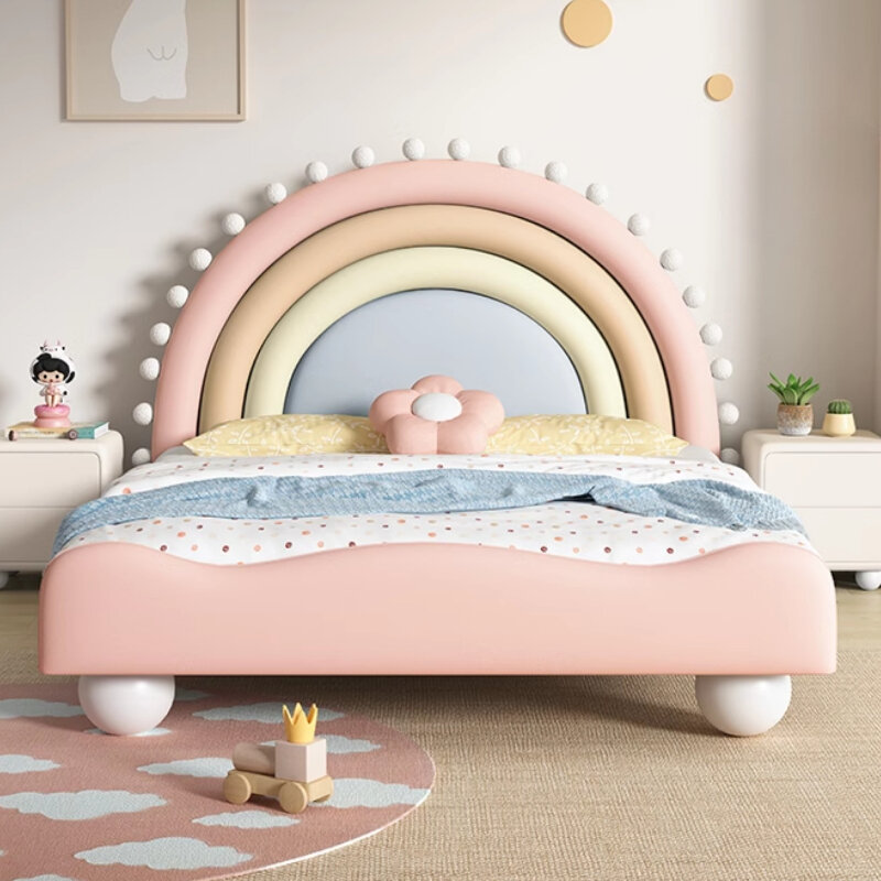 Kasur tempat tidur anak Princess lucu, Set furnitur tempat tidur Modern merah muda nyaman kayu mewah Cama Infantil untuk anak