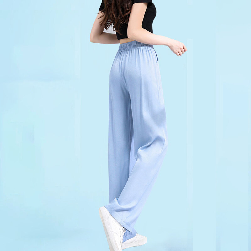 Women Summer Wide Leg Pants Elastic Waist Casual Jogger Pants Suitable for Formal Daily Party Ball