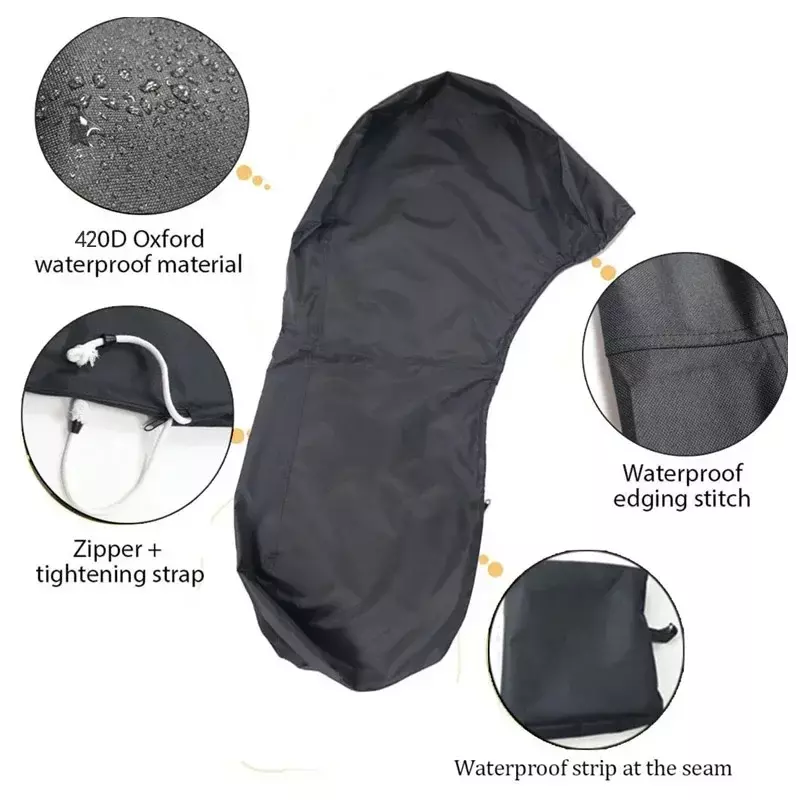 420D 6-225HP Yacht Full Outboard Motor Engine Boat Cover Anti UV Dustproof Cover Marine Engine Protection Waterproof Black