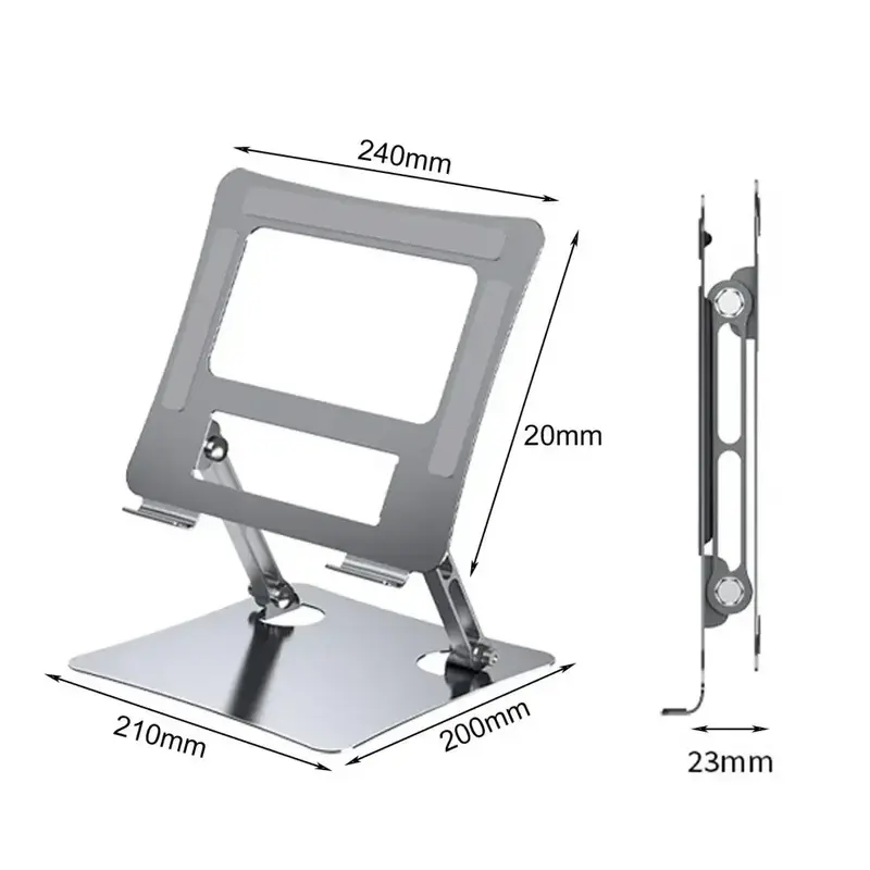 Liga de alumínio portátil Tablet Stand, Folding Laptop Holder, suporte de computador, Anti-Skid Notebook Rack, Macbook Air Pro