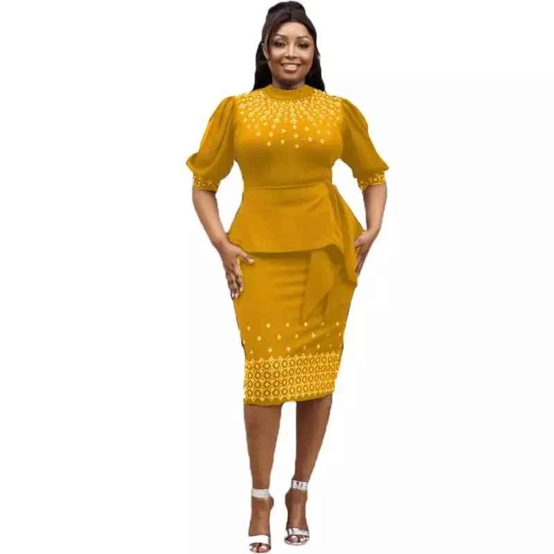 African Party Evening Dresses for Women Spring 2024 Elegant African Half Sleeve Polyester Bodycon Dress Dashiki Africa Clothing