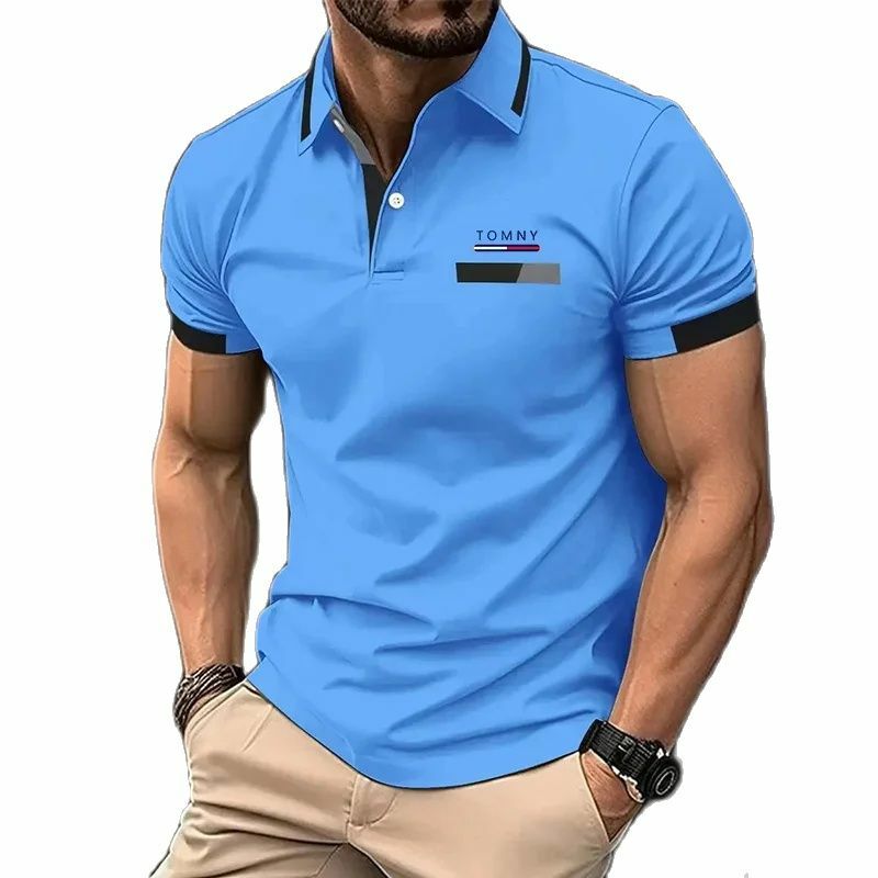 남성용 통기성 폴로 티셔츠, 하이 퀄리티 반팔, 비즈니스 캐주얼 땀 흡수 폴로 셔츠, 신제품