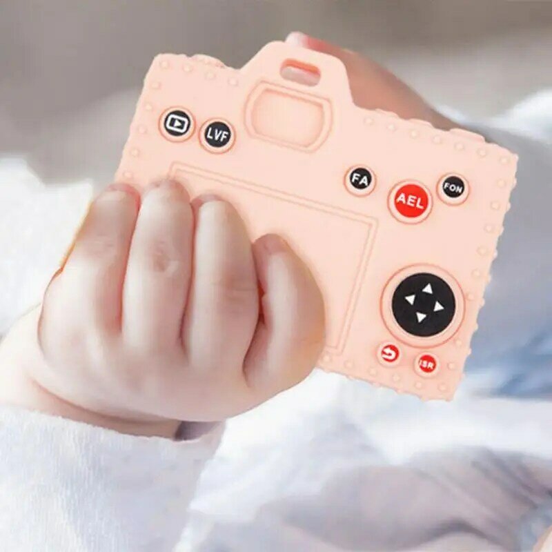 Soft Silicone Teething Toys Set para criança, Chew Camera Shape, mordedor para meninos e meninas, idade 3 meses
