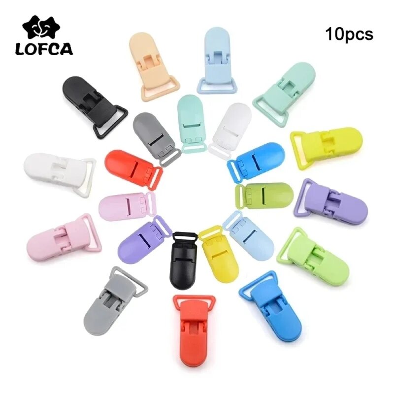 LOFCA 10pcs Baby Pacifier Clips 15/20mm Nipple Plastic Clasp Infant Nipples Multi Color Clamp DIY Baby Toy Jewelry Making